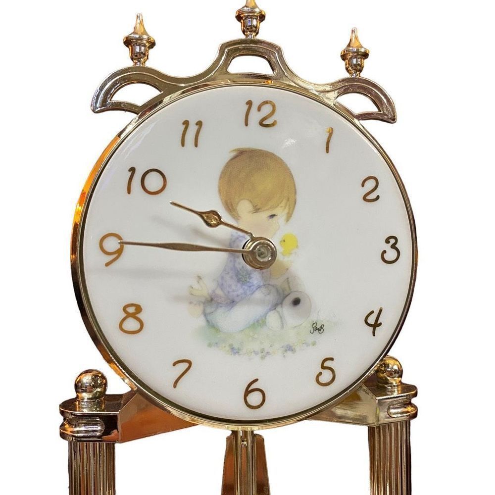 Vintage Precious Moments I Believe in Miracles Porcelain Glass Dome Clock - Picture 5 of 10